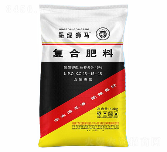 50kg復(fù)合肥料15-15-15-墨綠獅馬-懷恩沃克