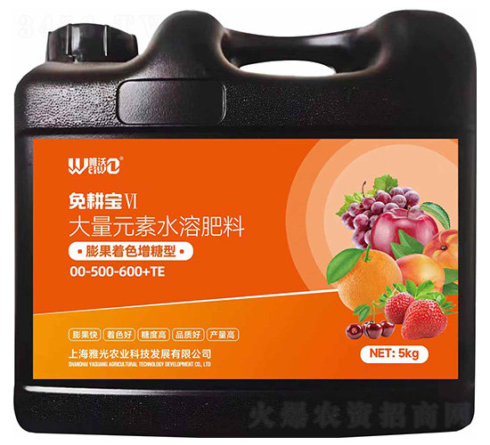 膨果著色增糖型大量元素水溶肥料00-500-600+TE-免耕寶VI-唯沃-雅光農(nóng)業(yè)